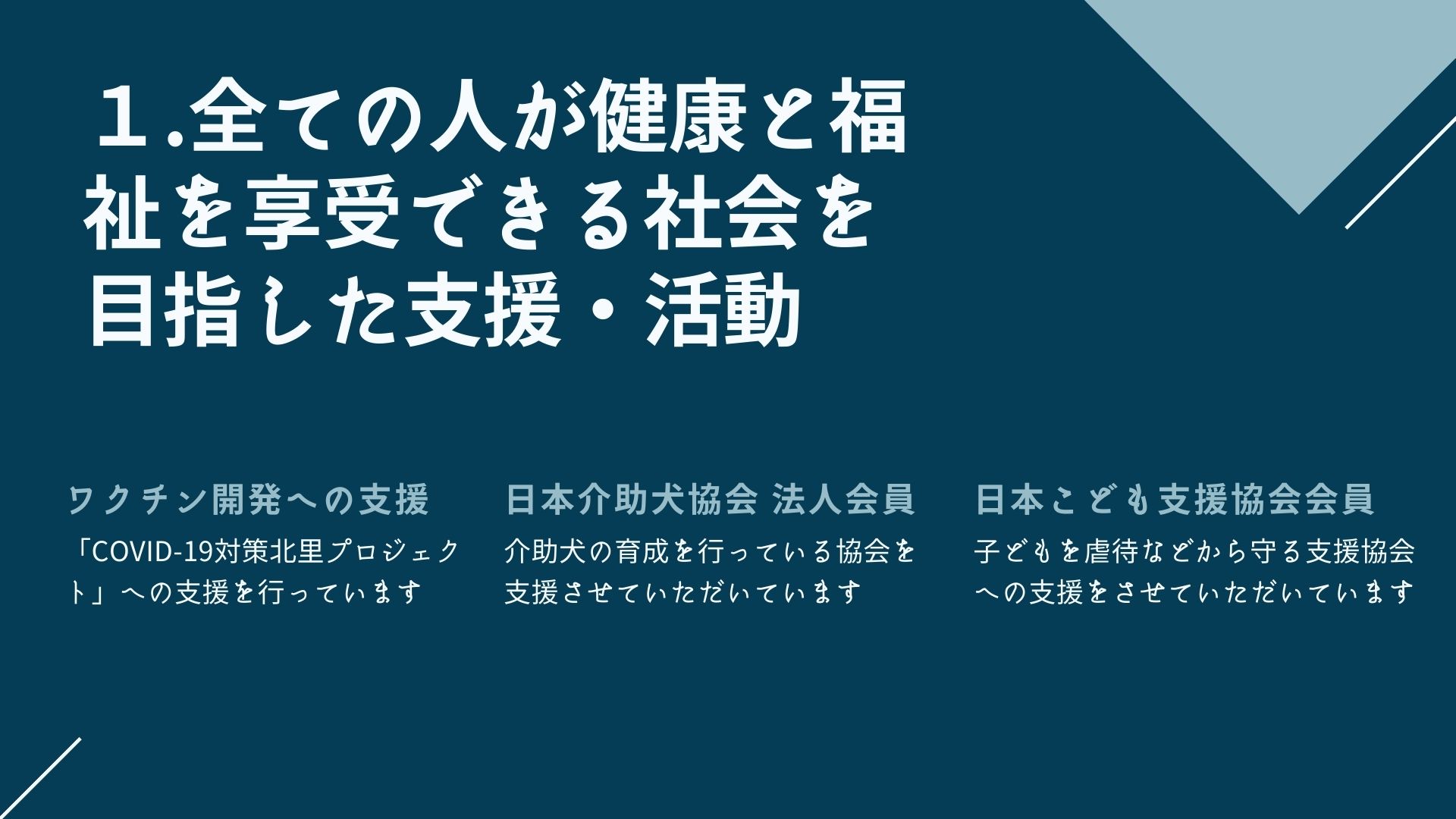 全ての人が健康と福祉を享受できる社会を目指した支援・活動