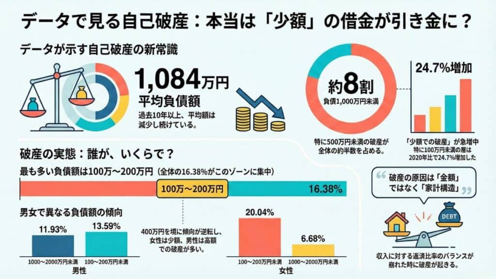 データで見る自己破産：本当は少額の借金が引き金に？