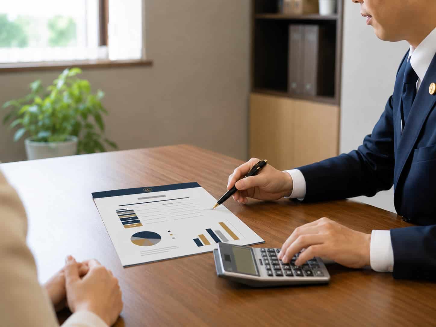 弁護士が費用を提示・説明している様子