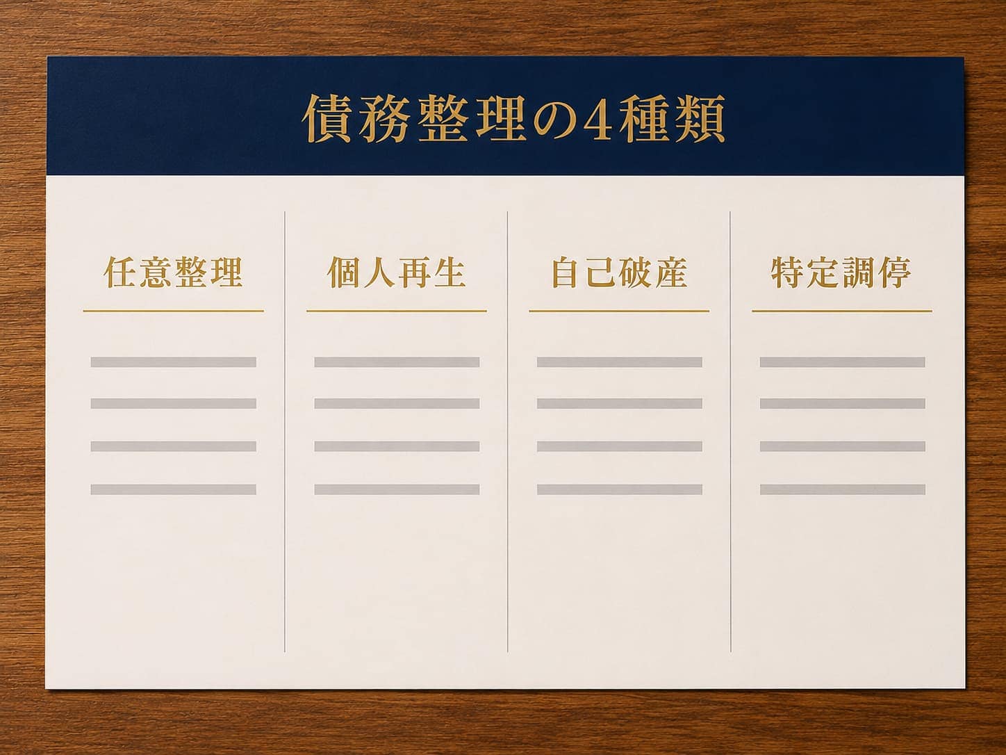 債務整理の4種類の手続きを比較する